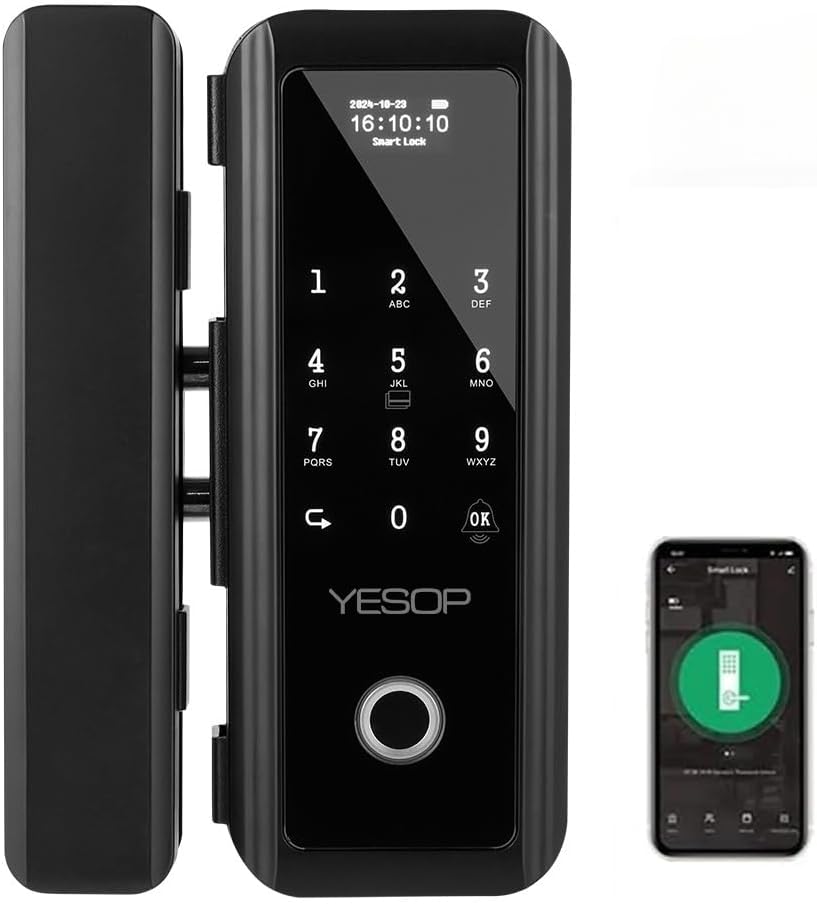 fechadura eletrônica smart para porta de vidro com fixação por pressão