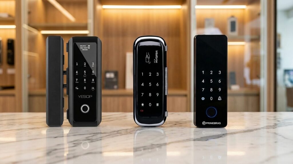 comparativo das melhores fechaduras eletrônicas para porta de vidro de 2026 srconecta