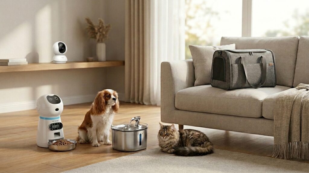 melhores dispositivos inteligentes para cuidar do pet com alimentador automático câmera monitoramento e fonte de água