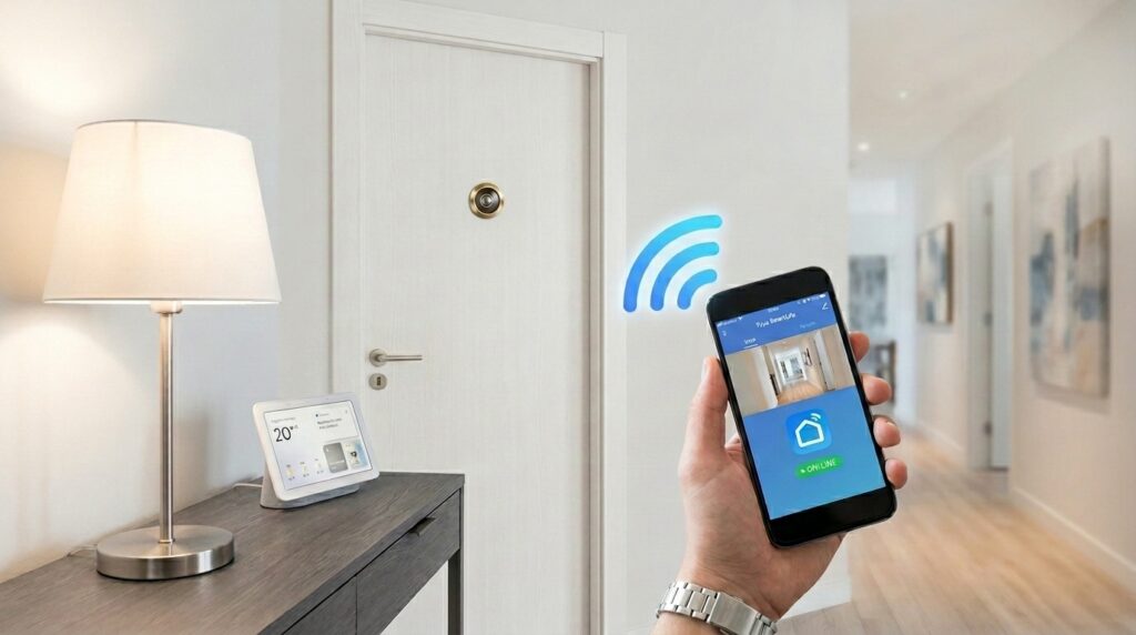 instalação olho mágico digital na porta de casa