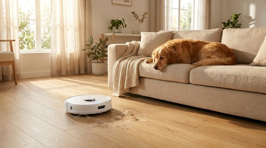 robô aspirador passa pano mesmo em sala moderna